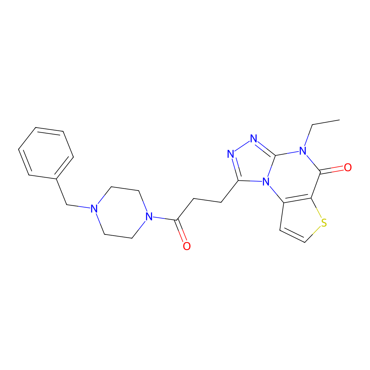 1-(3-(4-benzylpiperazin-1-yl)-3-oxopropyl)-4-ethylthieno[2,3-e][1,2,4]triazolo[4,3-a]pyrimidin-5(4H)-one molecular structure, CAS 1189885-05-9