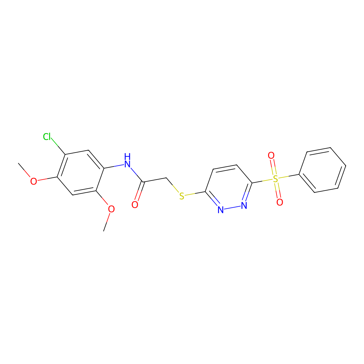 2-{[6-(benzenesulfonyl)pyridazin-3-yl]sulfanyl}-N-(5-chloro-2,4-dimethoxyphenyl)acetamide molecular structure, CAS 1189885-62-8
