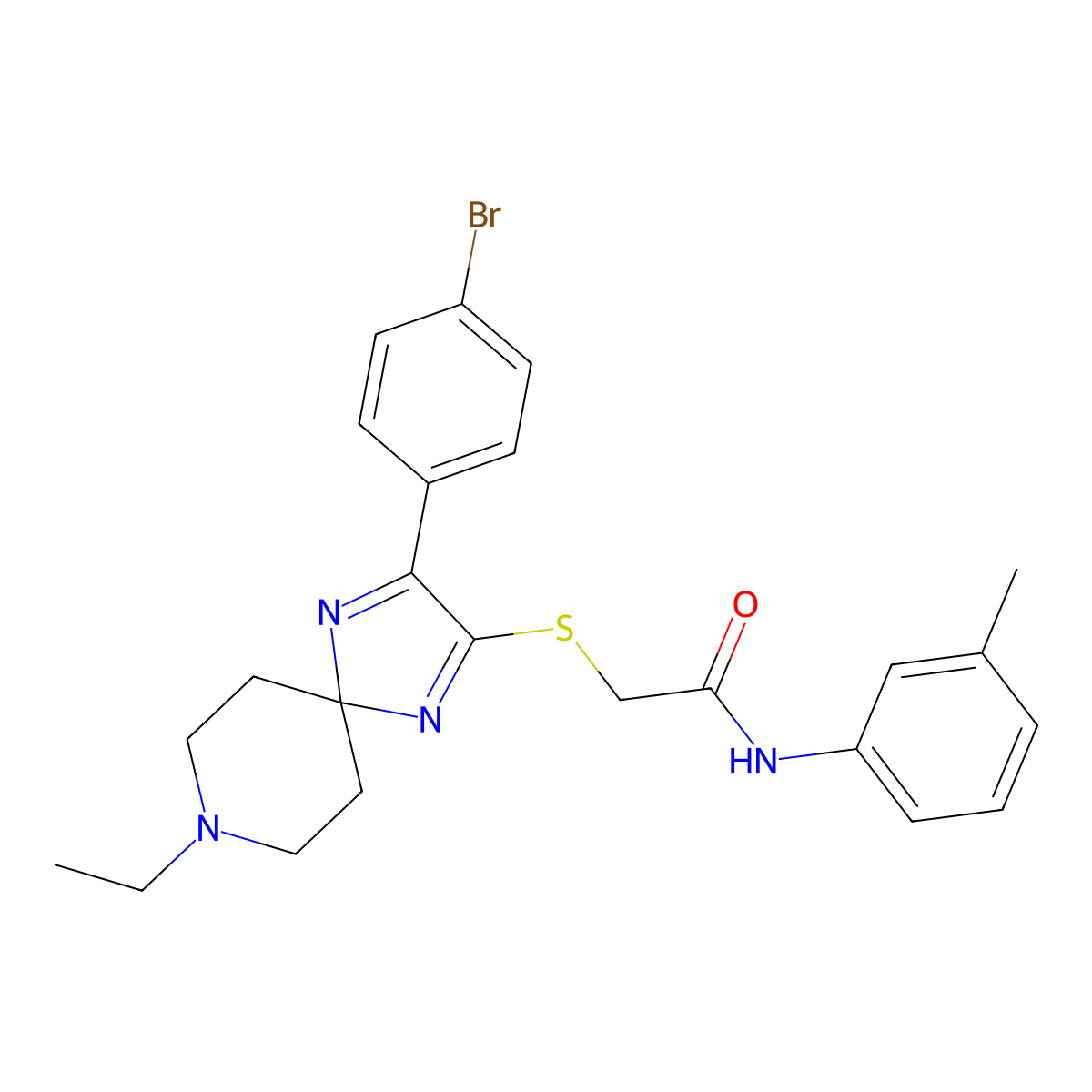 2-((3-(4-bromophenyl)-8-ethyl-1,4,8-triazaspiro[4.5]deca-1,3-dien-2-yl)thio)-N-(m-tolyl)acetamide molecular structure, CAS 1189885-68-4