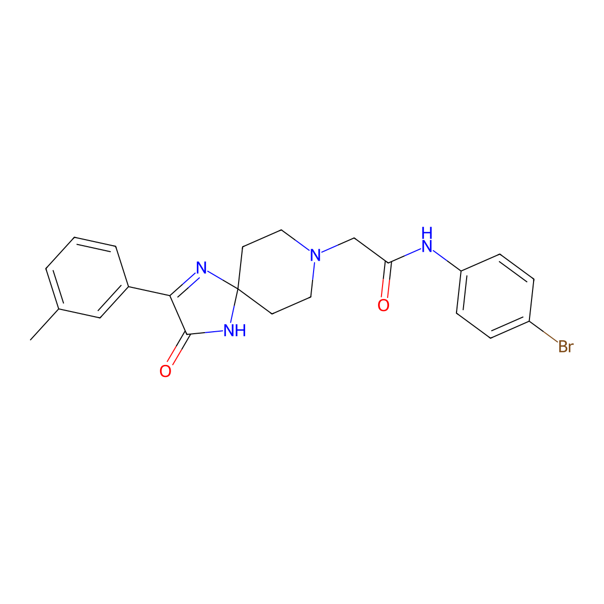 N-(4-bromophenyl)-2-[2-(3-methylphenyl)-3-oxo-1,4,8-triazaspiro[4.5]dec-1-en-8-yl]acetamide molecular structure, CAS 1189886-32-5
