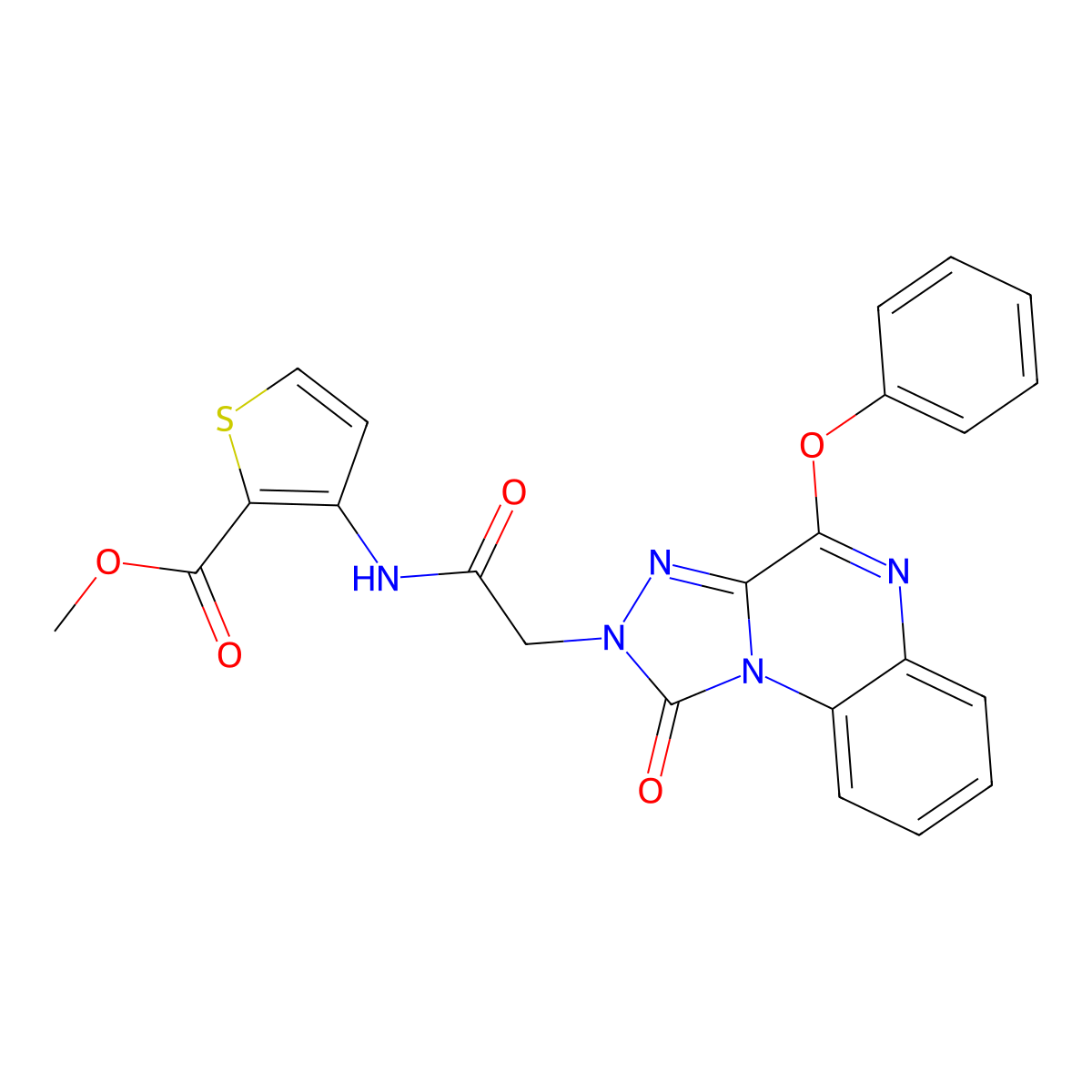 methyl 3-(2-{1-oxo-4-phenoxy-1H,2H-[1,2,4]triazolo[4,3-a]quinoxalin-2-yl}acetamido)thiophene-2-carboxylate molecular structure, CAS 1189887-09-9