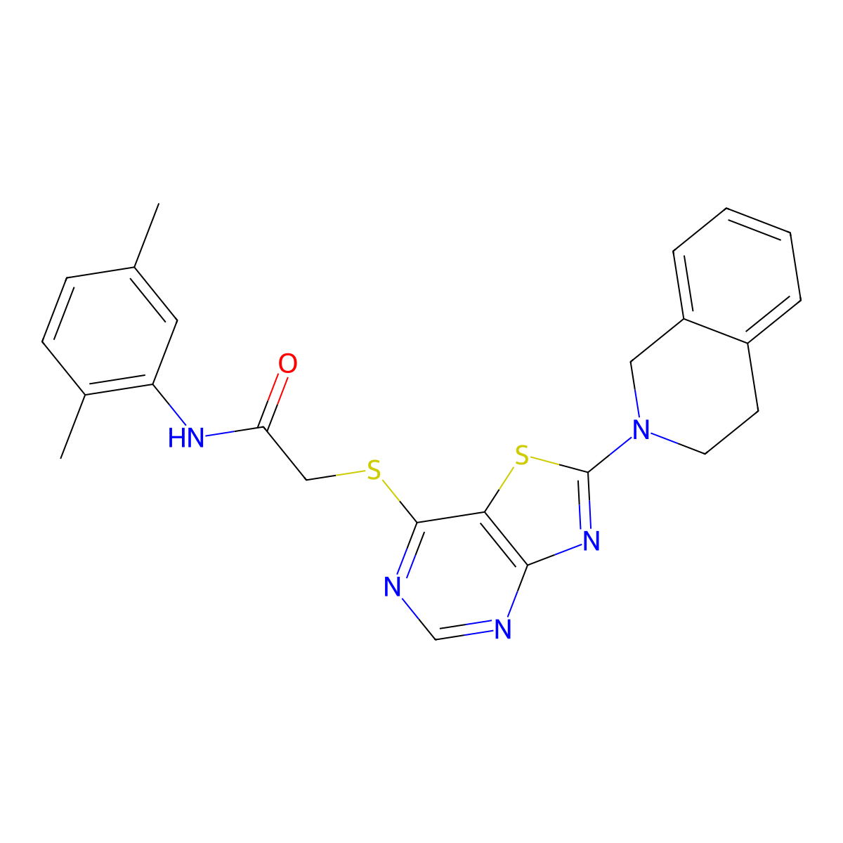 2-((2-(3,4-dihydroisoquinolin-2(1H)-yl)thiazolo[4,5-d]pyrimidin-7-yl)thio)-N-(2,5-dimethylphenyl)acetamide molecular structure, CAS 1189887-61-3