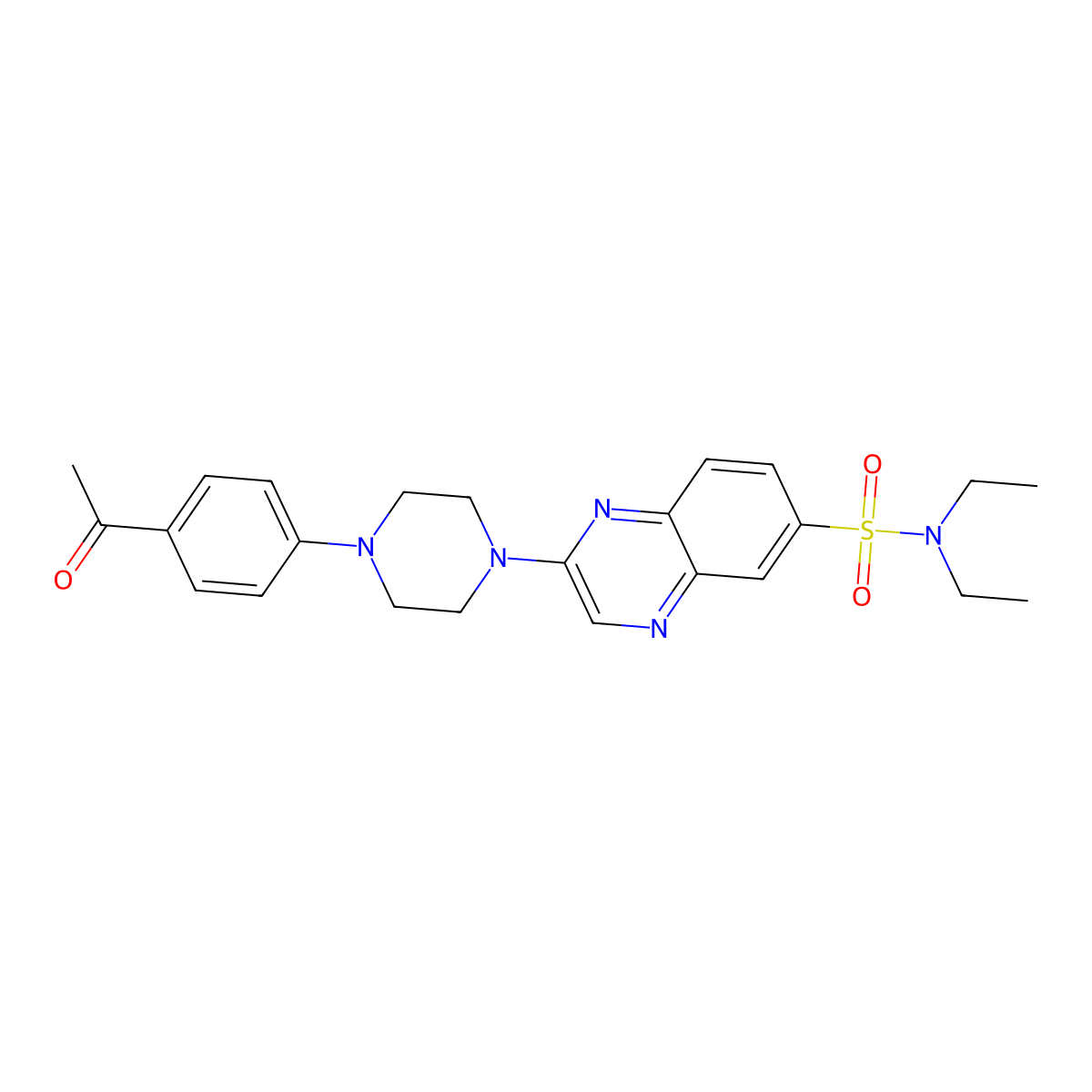 2-[4-(4-acetylphenyl)piperazin-1-yl]-N,N-diethylquinoxaline-6-sulfonamide molecular structure, CAS 1189887-82-8