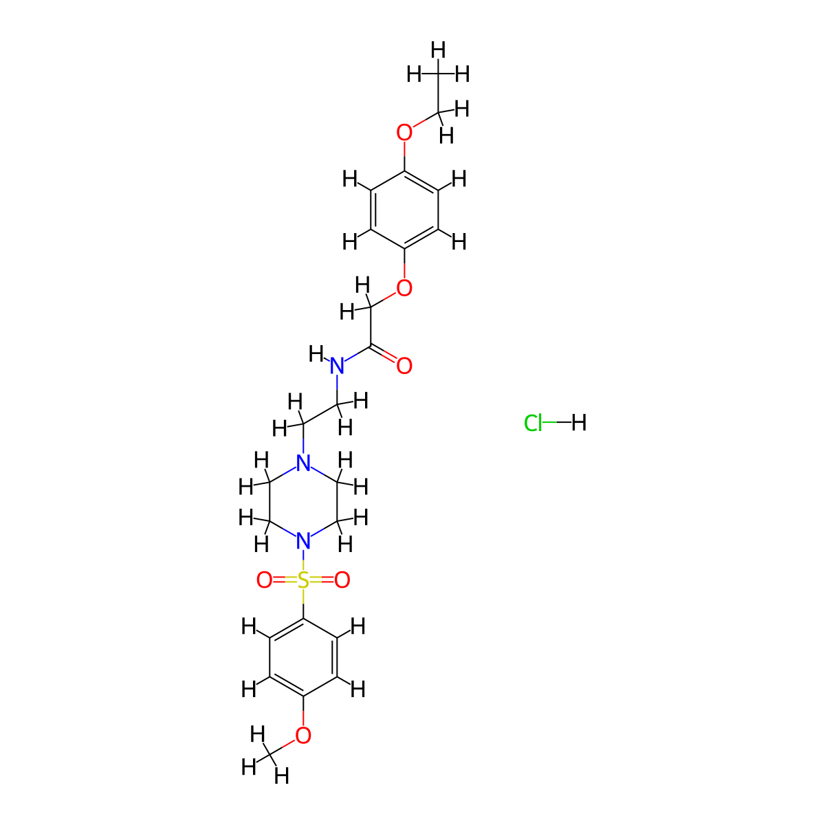 2-(4-ethoxyphenoxy)-N-(2-(4-((4-methoxyphenyl)sulfonyl)piperazin-1-yl)ethyl)acetamide hydrochloride molecular structure, CAS 1189888-55-8