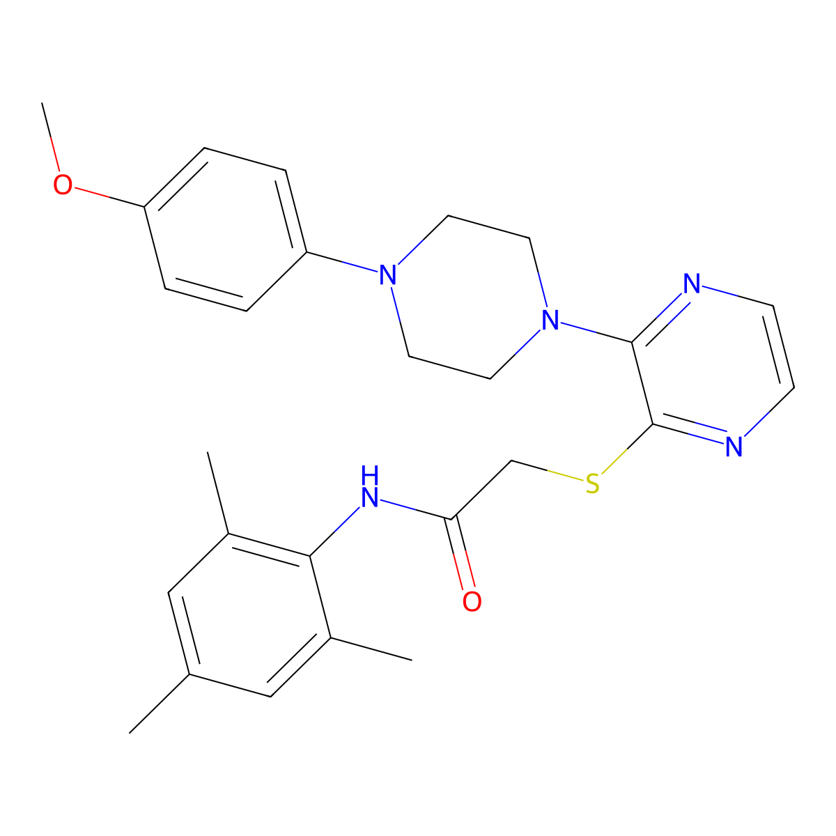 N-mesityl-2-((3-(4-(4-methoxyphenyl)piperazin-1-yl)pyrazin-2-yl)thio)acetamide molecular structure, CAS 1189888-90-1