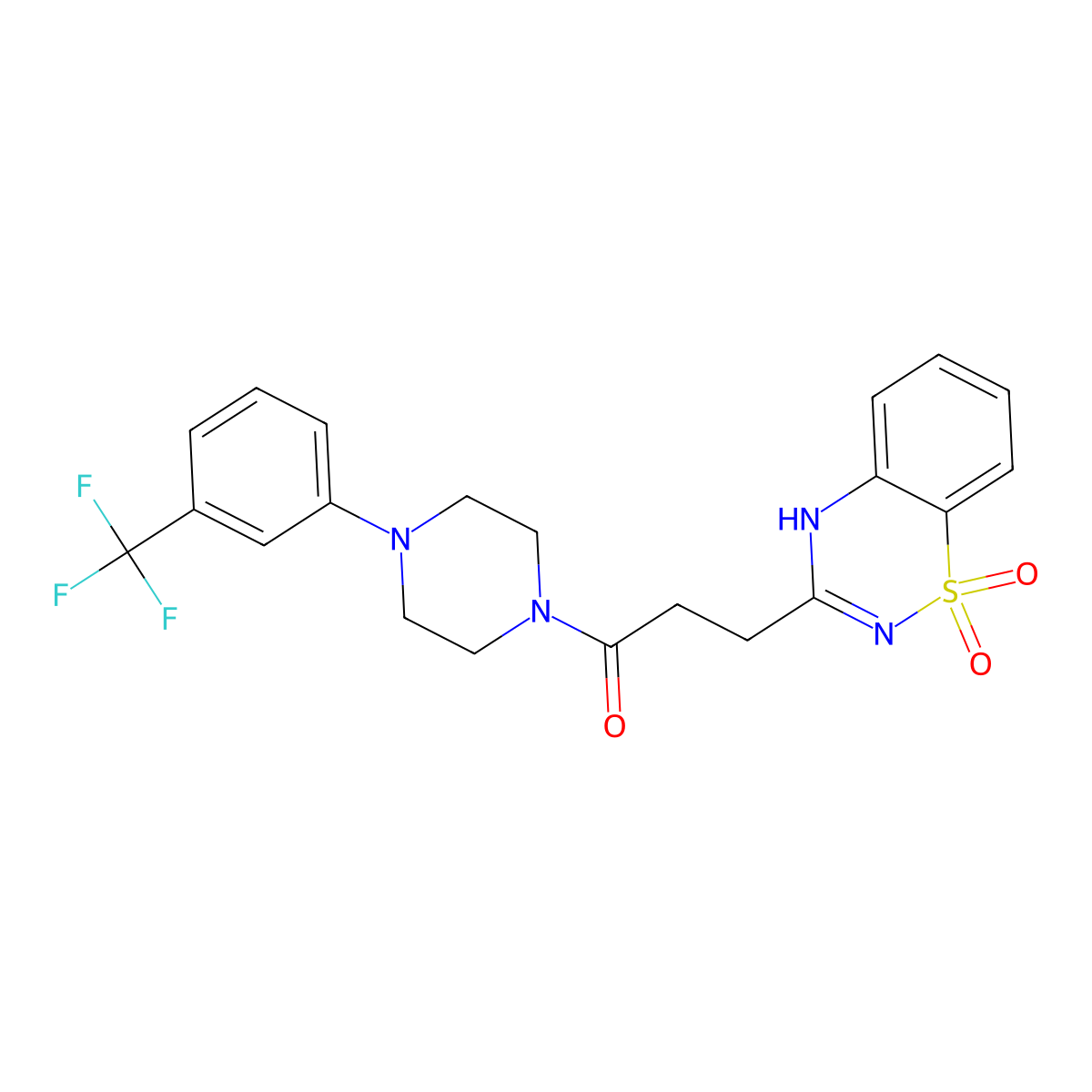 3-(3-oxo-3-{4-[3-(trifluoromethyl)phenyl]piperazin-1-yl}propyl)-2H-1,2,4-benzothiadiazine 1,1-dioxide molecular structure, CAS 1189889-47-1