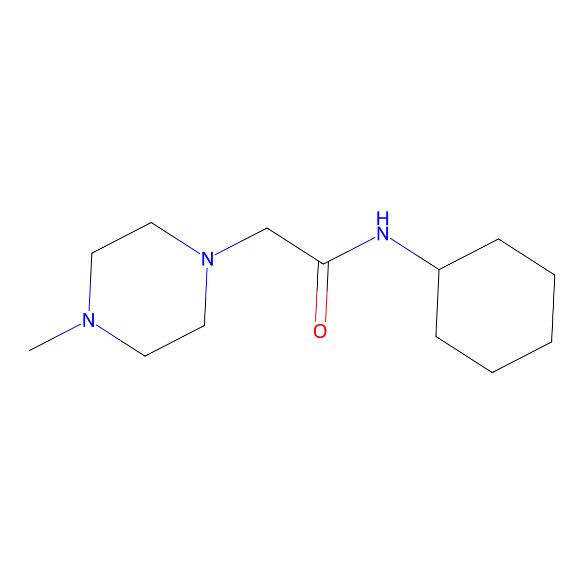 N-cyclohexyl-2-(4-methylpiperazin-1-yl)acetamide molecular structure, CAS 118989-50-7