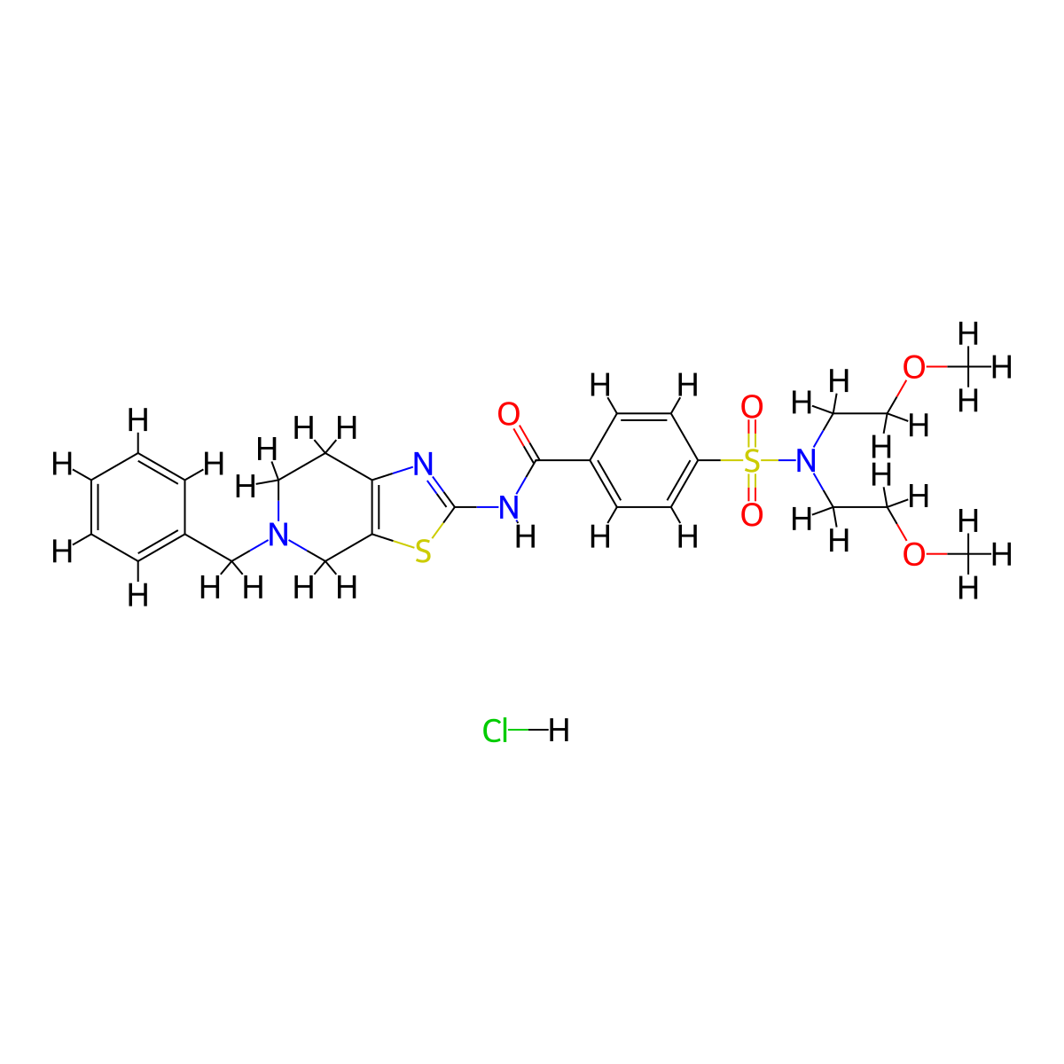 N-(5-benzyl-4,5,6,7-tetrahydrothiazolo[5,4-c]pyridin-2-yl)-4-(N,N-bis(2-methoxyethyl)sulfamoyl)benzamide hydrochloride molecular structure, CAS 1189890-90-1
