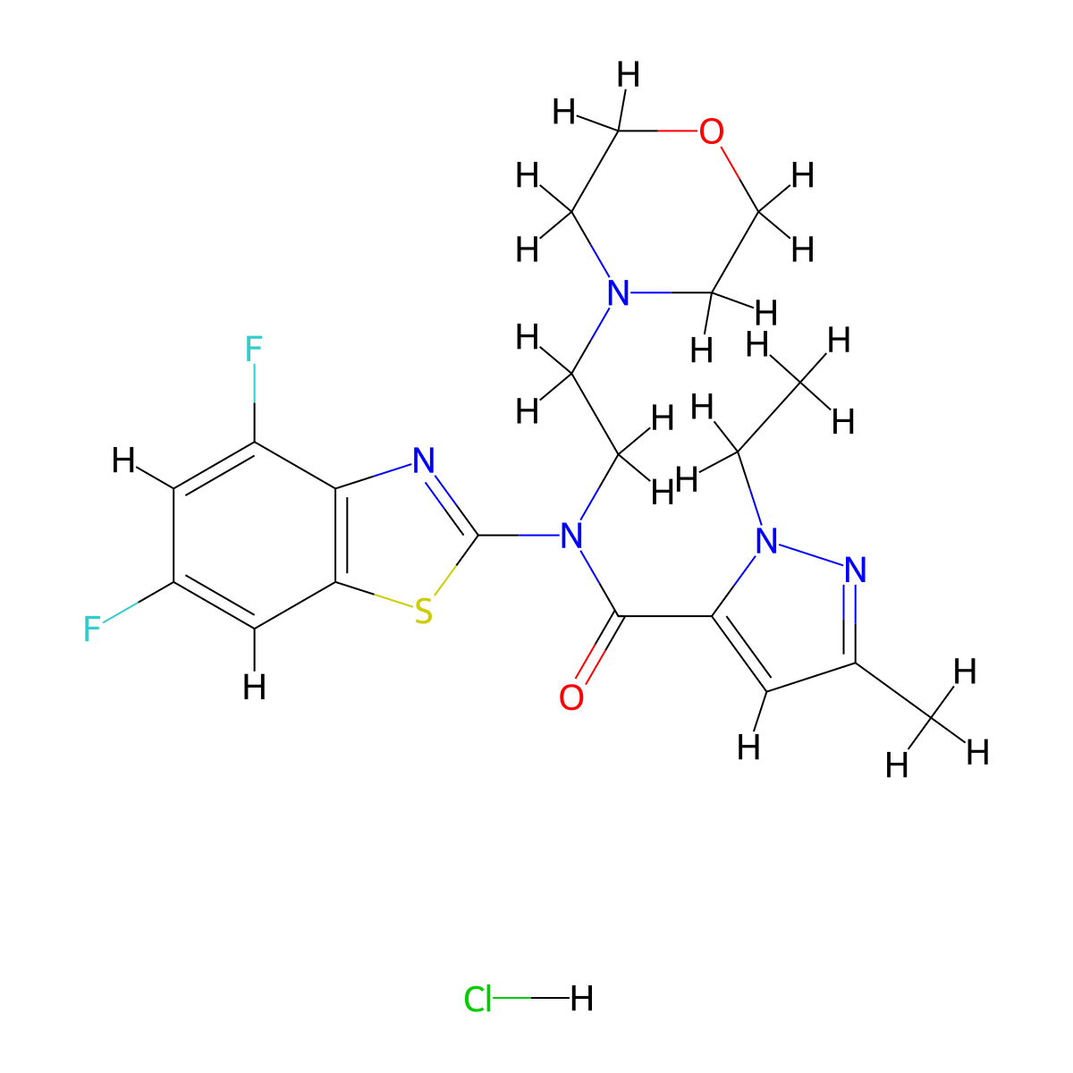 N-(4,6-difluorobenzo[d]thiazol-2-yl)-1-ethyl-3-methyl-N-(2-morpholinoethyl)-1H-pyrazole-5-carboxamide hydrochloride molecular structure, CAS 1189891-13-1