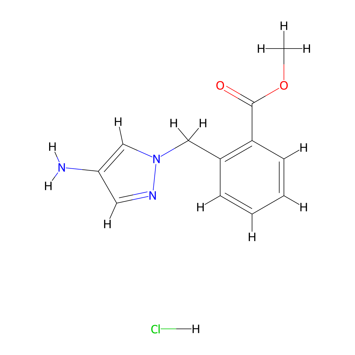 2-(4-Aminopyrazol-1-ylmethyl)benzoic acid methyl ester hydrochloride molecular structure, CAS 1189891-69-7