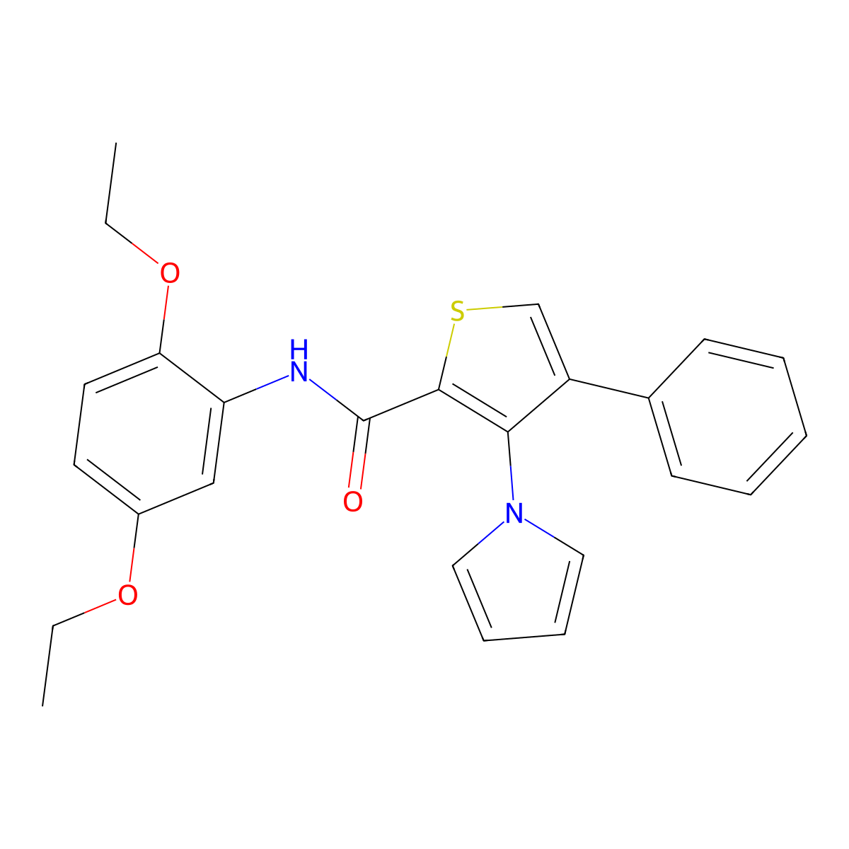N-(2,5-diethoxyphenyl)-4-phenyl-3-(1H-pyrrol-1-yl)thiophene-2-carboxamide molecular structure, CAS 1189892-77-0