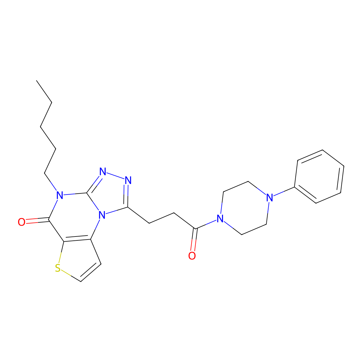 1-(3-oxo-3-(4-phenylpiperazin-1-yl)propyl)-4-pentylthieno[2,3-e][1,2,4]triazolo[4,3-a]pyrimidin-5(4H)-one molecular structure, CAS 1189892-80-5