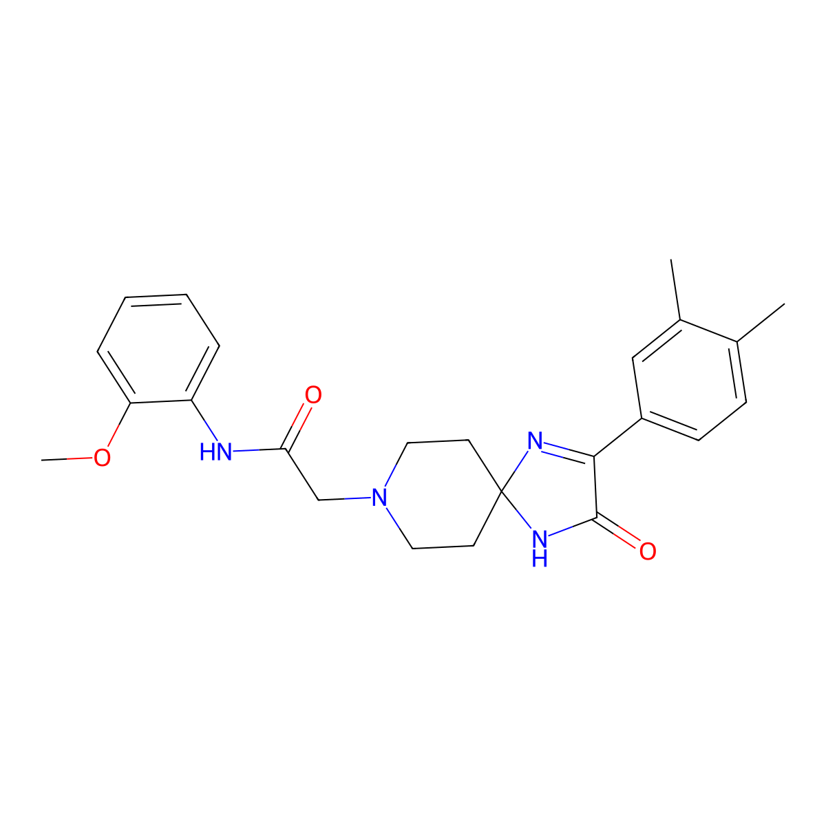 2-(2-(3,4-dimethylphenyl)-3-oxo-1,4,8-triazaspiro[4.5]dec-1-en-8-yl)-N-(2-methoxyphenyl)acetamide molecular structure, CAS 1189892-92-9