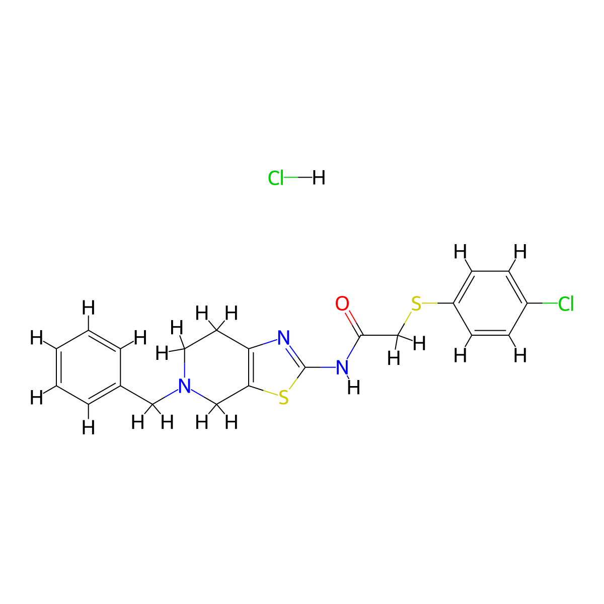 N-(5-benzyl-4,5,6,7-tetrahydrothiazolo[5,4-c]pyridin-2-yl)-2-((4-chlorophenyl)thio)acetamide hydrochloride molecular structure, CAS 1189894-07-2