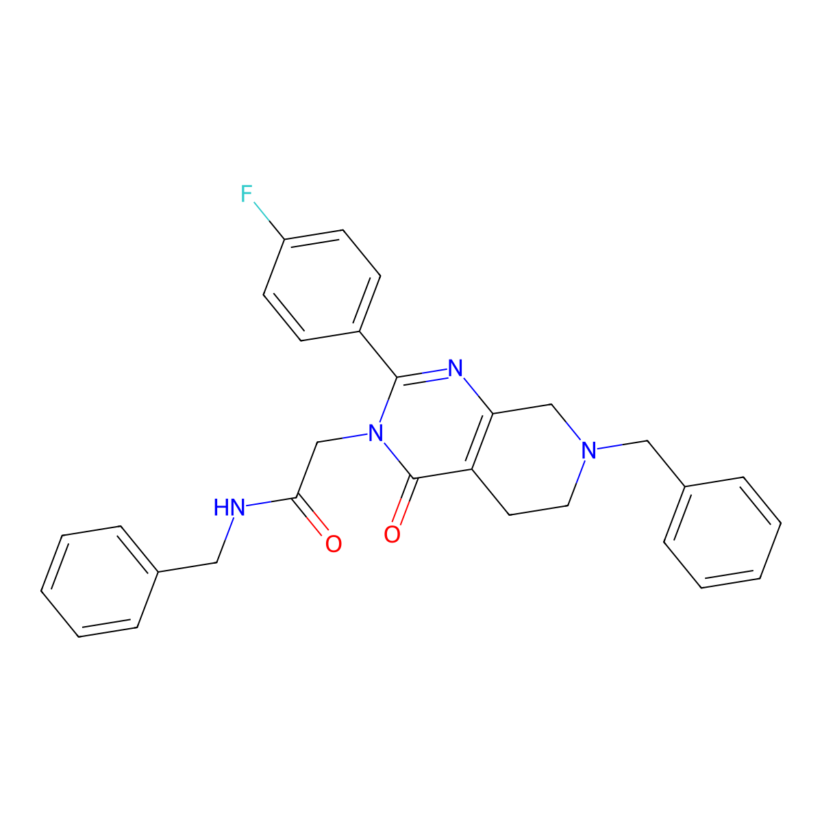 N-benzyl-2-[7-benzyl-2-(4-fluorophenyl)-4-oxo-3H,4H,5H,6H,7H,8H-pyrido[3,4-d]pyrimidin-3-yl]acetamide molecular structure, CAS 1189895-21-3