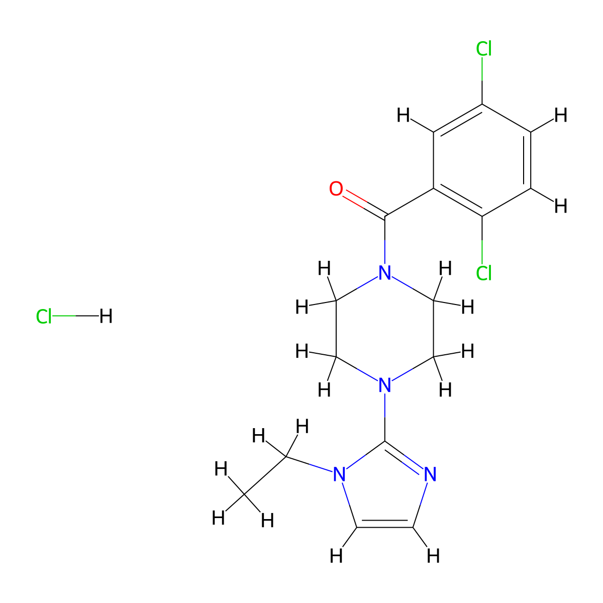 (2,5-dichlorophenyl)(4-(1-ethyl-1H-imidazol-2-yl)piperazin-1-yl)methanone hydrochloride molecular structure, CAS 1189896-29-4