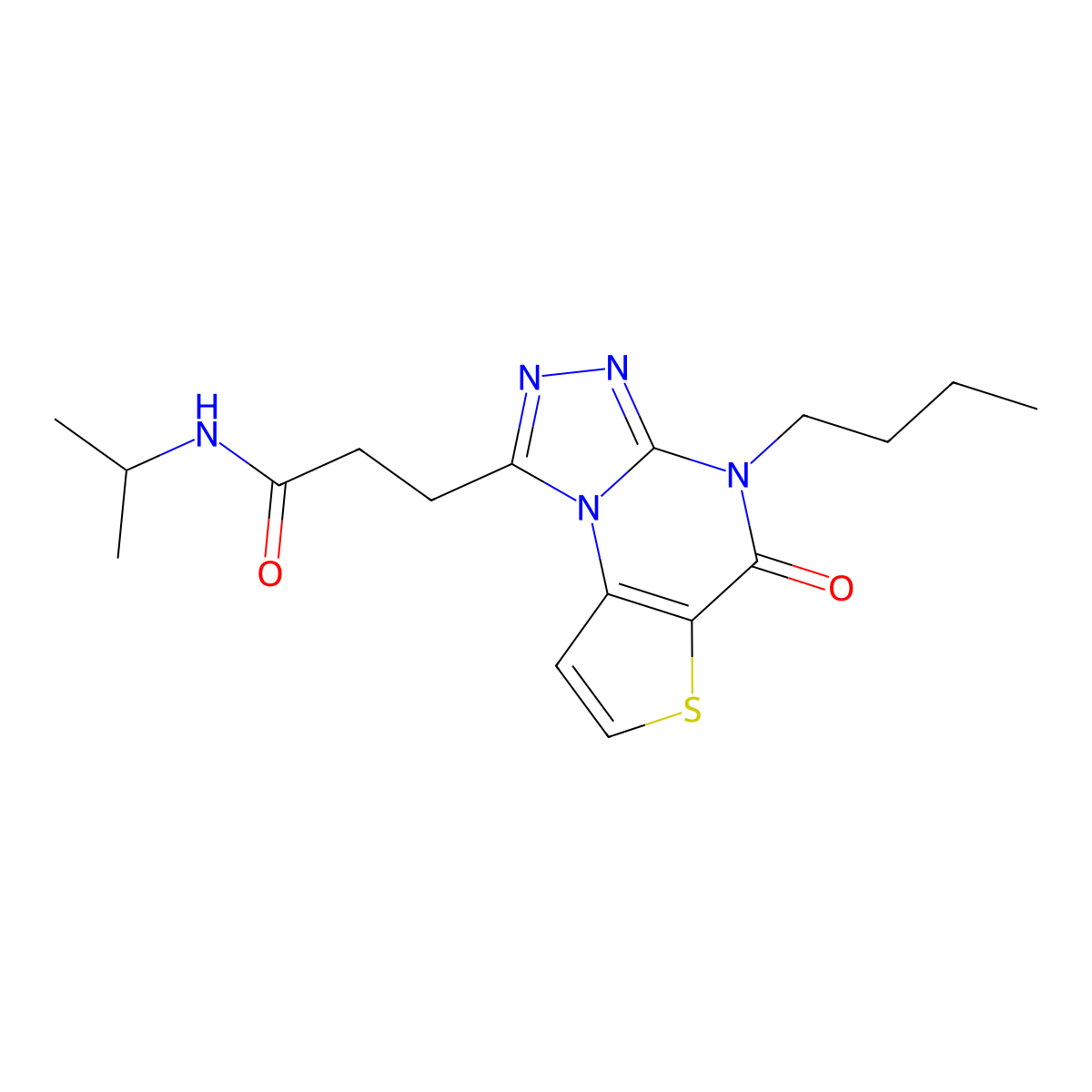 3-{8-butyl-7-oxo-5-thia-1,8,10,11-tetraazatricyclo[7.3.0.0^{2,6}]dodeca-2(6),3,9,11-tetraen-12-yl}-N-(propan-2-yl)propanamide molecular structure, CAS 1189897-16-2