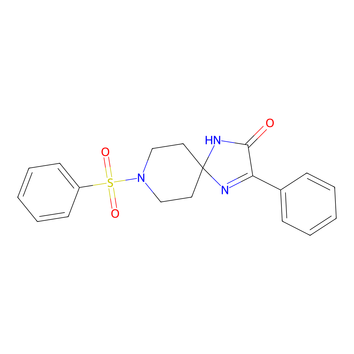 3-Phenyl-8-(phenylsulfonyl)-1,4,8-triazaspiro[4.5]dec-3-en-2-one molecular structure, CAS 1189897-36-6