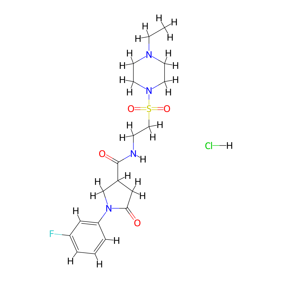 N-{2-[(4-ethylpiperazin-1-yl)sulfonyl]ethyl}-1-(3-fluorophenyl)-5-oxopyrrolidine-3-carboxamide hydrochloride molecular structure, CAS 1189897-41-3