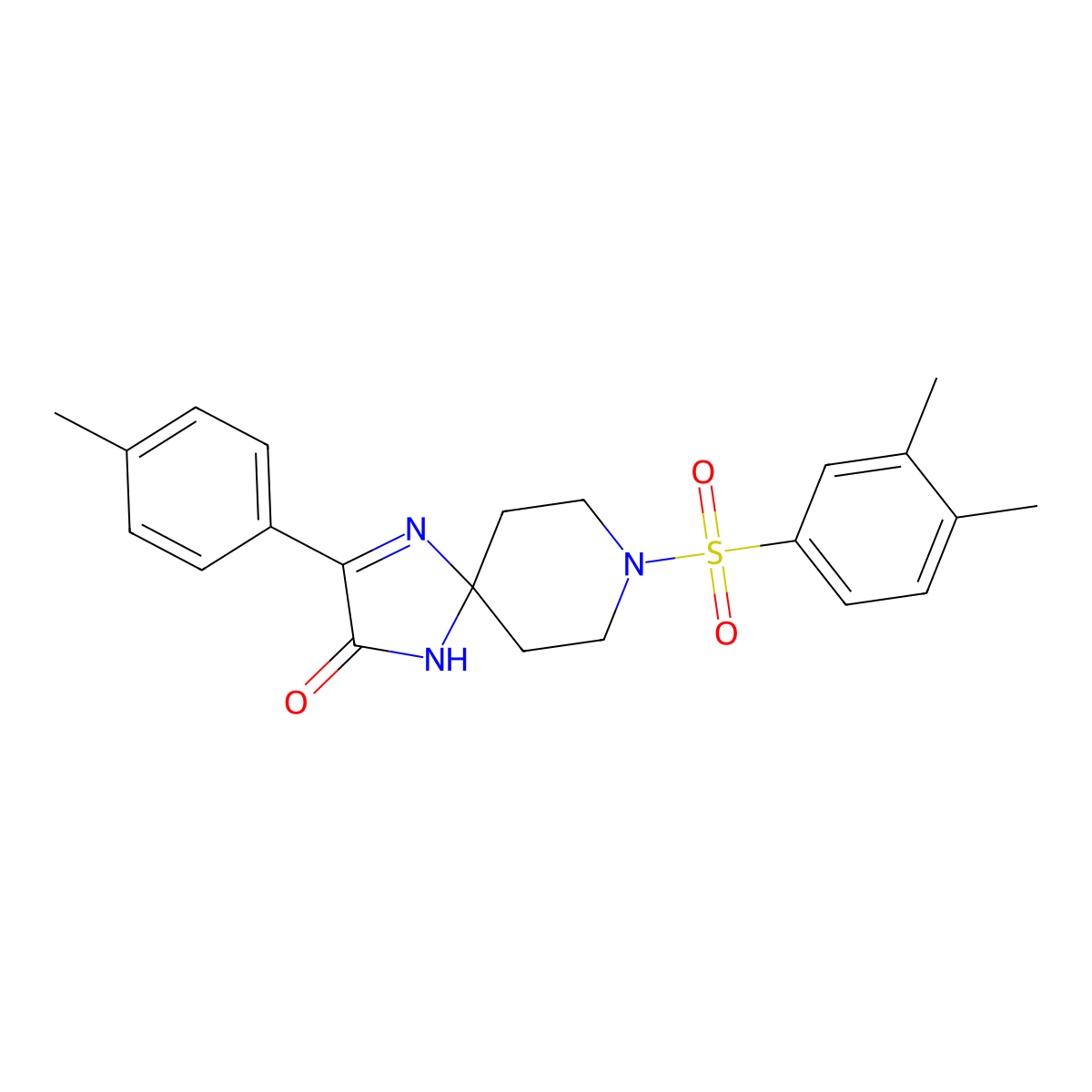 8-((3,4-Dimethylphenyl)sulfonyl)-3-(p-tolyl)-1,4,8-triazaspiro[4.5]dec-3-en-2-one molecular structure, CAS 1189897-51-5