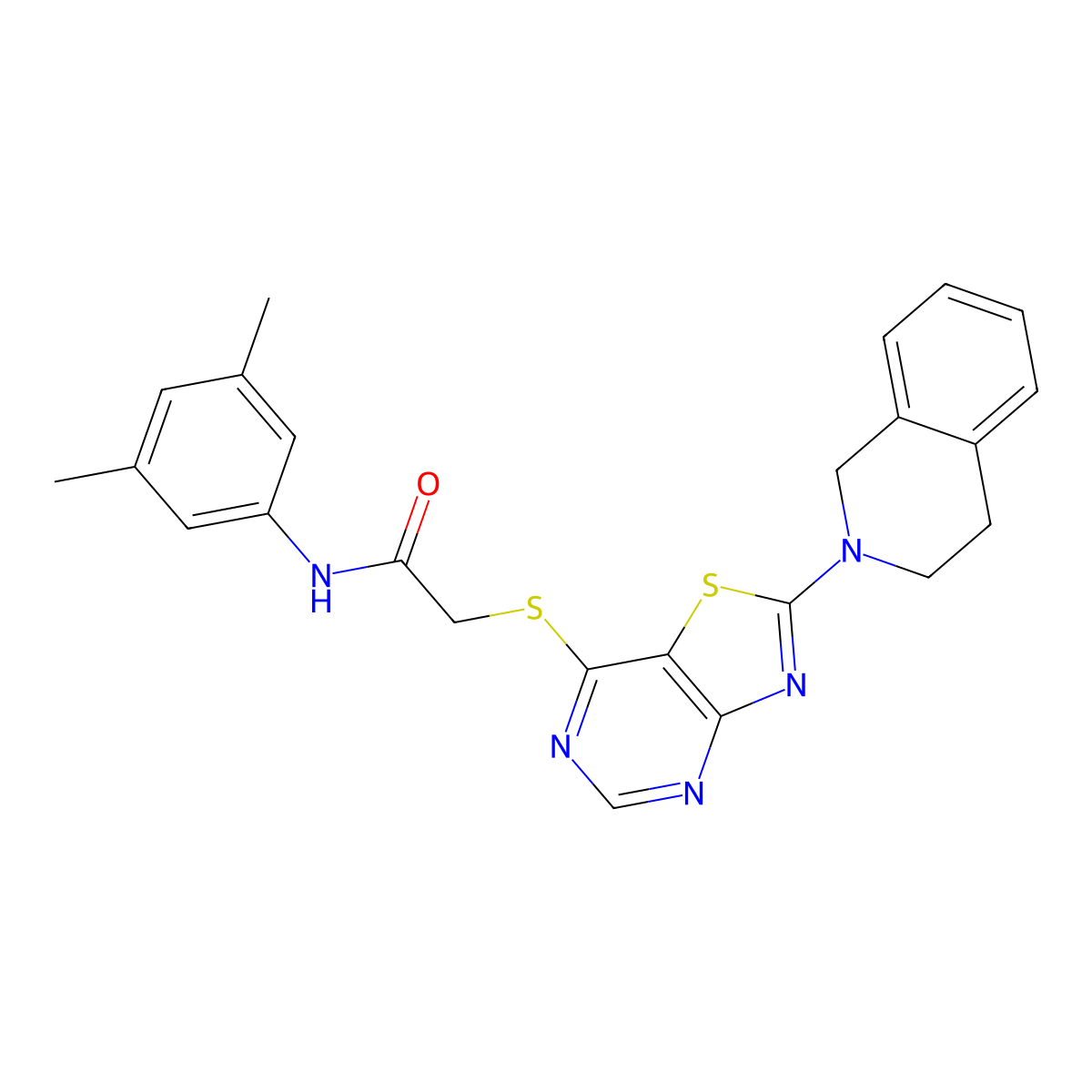 2-((2-(3,4-dihydroisoquinolin-2(1H)-yl)thiazolo[4,5-d]pyrimidin-7-yl)thio)-N-(3,5-dimethylphenyl)acetamide molecular structure, CAS 1189897-79-7