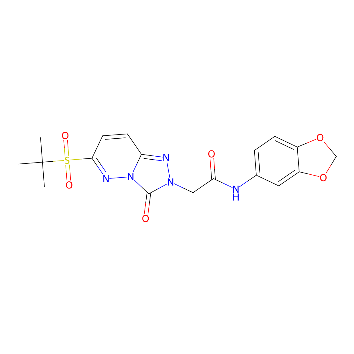 N-(2H-1,3-benzodioxol-5-yl)-2-[6-(2-methylpropane-2-sulfonyl)-3-oxo-2H,3H-[1,2,4]triazolo[4,3-b]pyridazin-2-yl]acetamide molecular structure, CAS 1189897-91-3