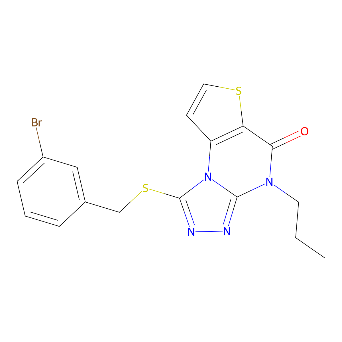 1-((3-bromobenzyl)thio)-4-propylthieno[2,3-e][1,2,4]triazolo[4,3-a]pyrimidin-5(4H)-one molecular structure, CAS 1189898-16-5