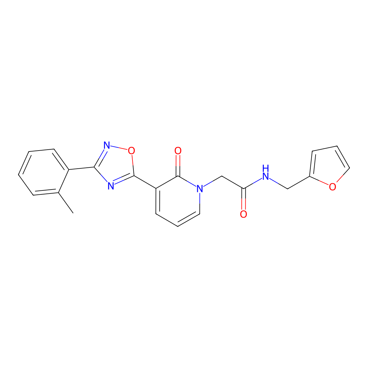 N-(furan-2-ylmethyl)-2-(2-oxo-3-(3-(o-tolyl)-1,2,4-oxadiazol-5-yl)pyridin-1(2H)-yl)acetamide molecular structure, CAS 1189898-37-0