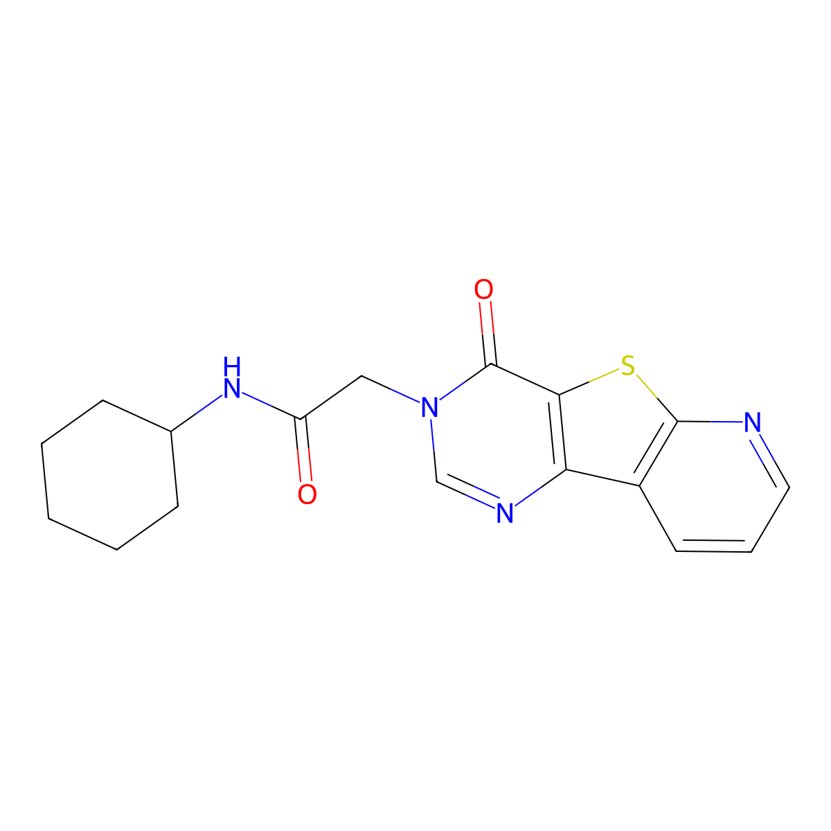 N-cyclohexyl-2-(4-oxopyrido[3',2':4,5]thieno[3,2-d]pyrimidin-3(4H)-yl)acetamide molecular structure, CAS 1189898-70-1