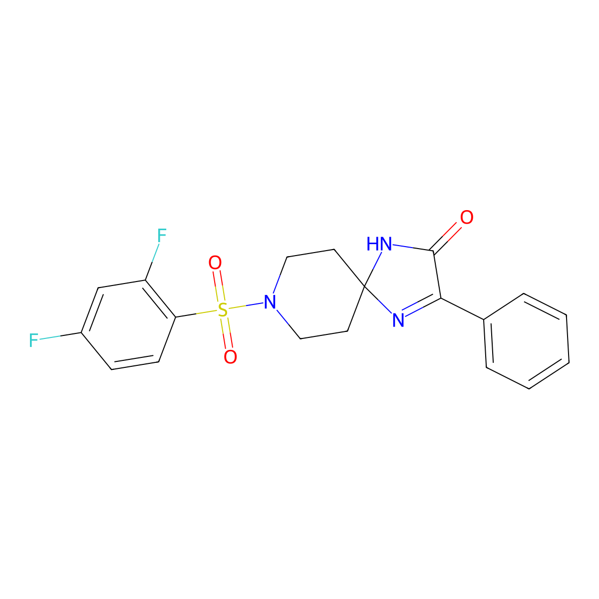 8-((2,4-Difluorophenyl)sulfonyl)-3-phenyl-1,4,8-triazaspiro[4.5]dec-3-en-2-one molecular structure, CAS 1189898-82-5