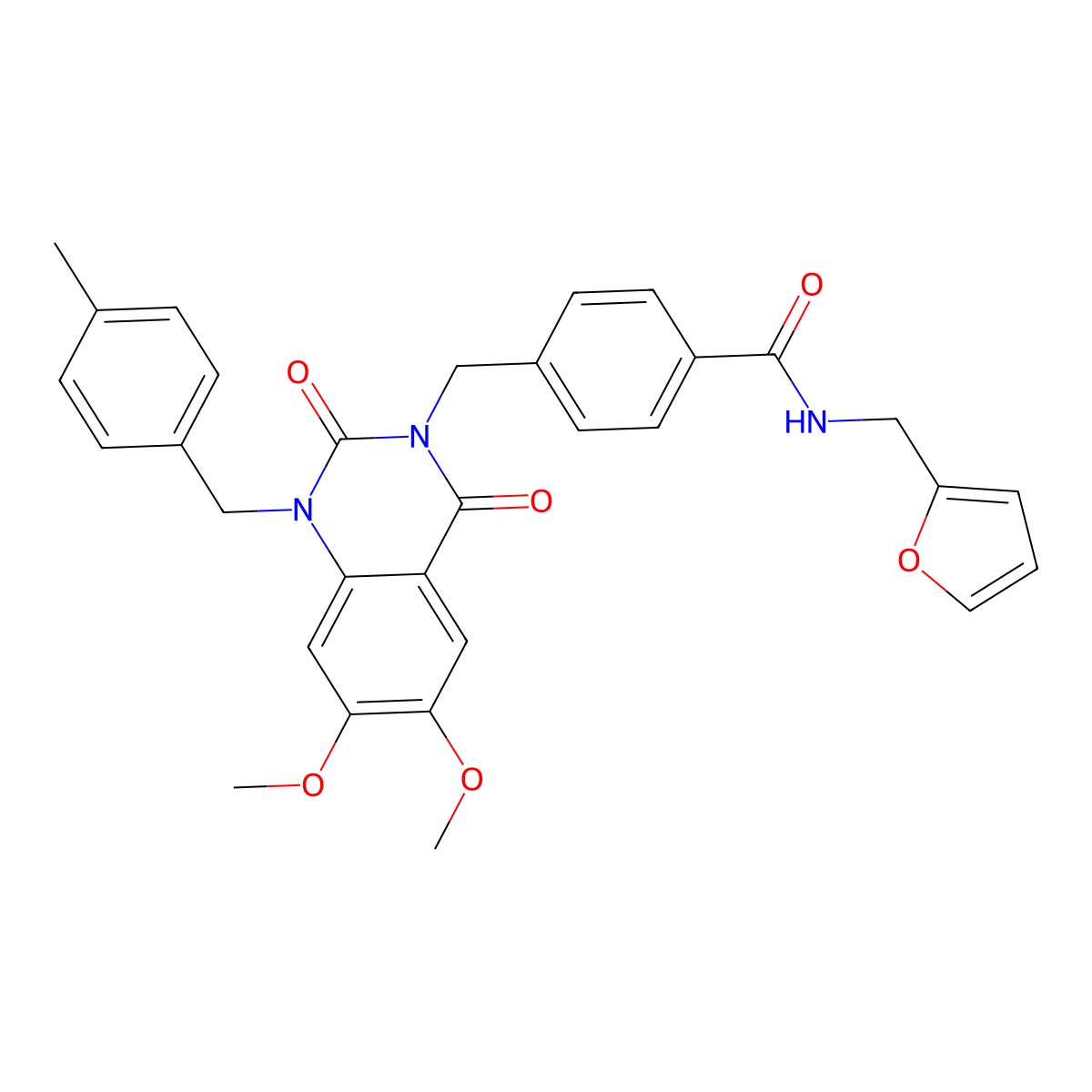 4-((6,7-dimethoxy-1-(4-methylbenzyl)-2,4-dioxo-1,2-dihydroquinazolin-3(4H)-yl)methyl)-N-(furan-2-ylmethyl)benzamide molecular structure, CAS 1189899-14-6