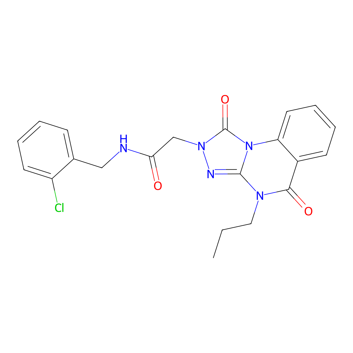 N-(2-chlorobenzyl)-2-(1,5-dioxo-4-propyl-4,5-dihydro-[1,2,4]triazolo[4,3-a]quinazolin-2(1H)-yl)acetamide molecular structure, CAS 1189900-31-9
