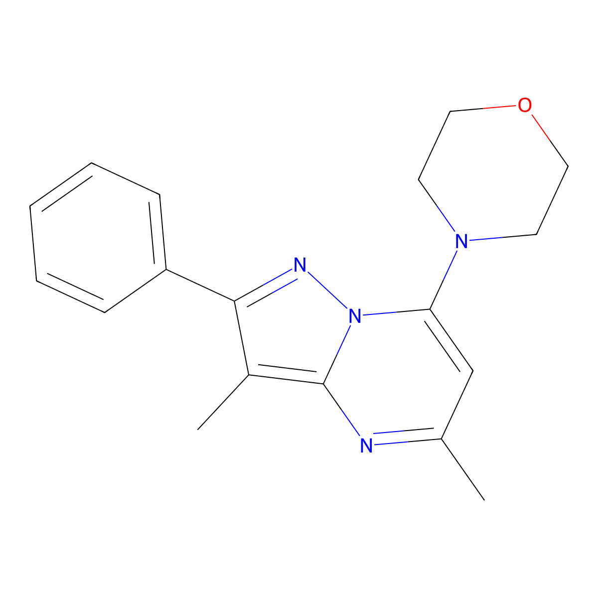 3,5-Dimethyl-7-morpholin-4-yl-2-phenylpyrazolo[1,5-a]pyrimidine molecular structure, CAS 1189900-83-1