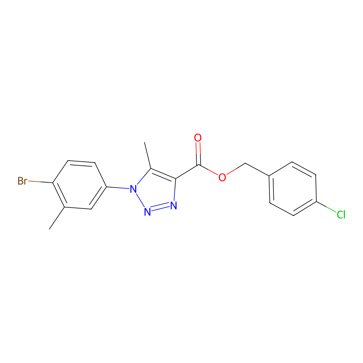 4-chlorobenzyl 1-(4-bromo-3-methylphenyl)-5-methyl-1H-1,2,3-triazole-4-carboxylate molecular structure, CAS 1189900-94-4