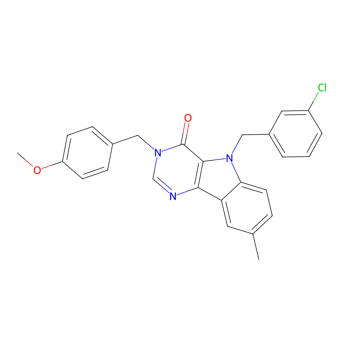 5-(3-chlorobenzyl)-3-(4-methoxybenzyl)-8-methyl-3H-pyrimido[5,4-b]indol-4(5H)-one molecular structure, CAS 1189900-99-9