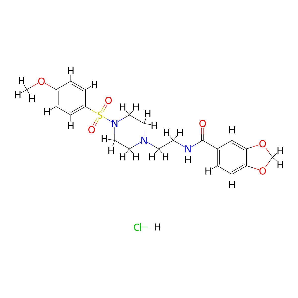 N-(2-(4-((4-methoxyphenyl)sulfonyl)piperazin-1-yl)ethyl)benzo[d][1,3]dioxole-5-carboxamide hydrochloride molecular structure, CAS 1189901-08-3