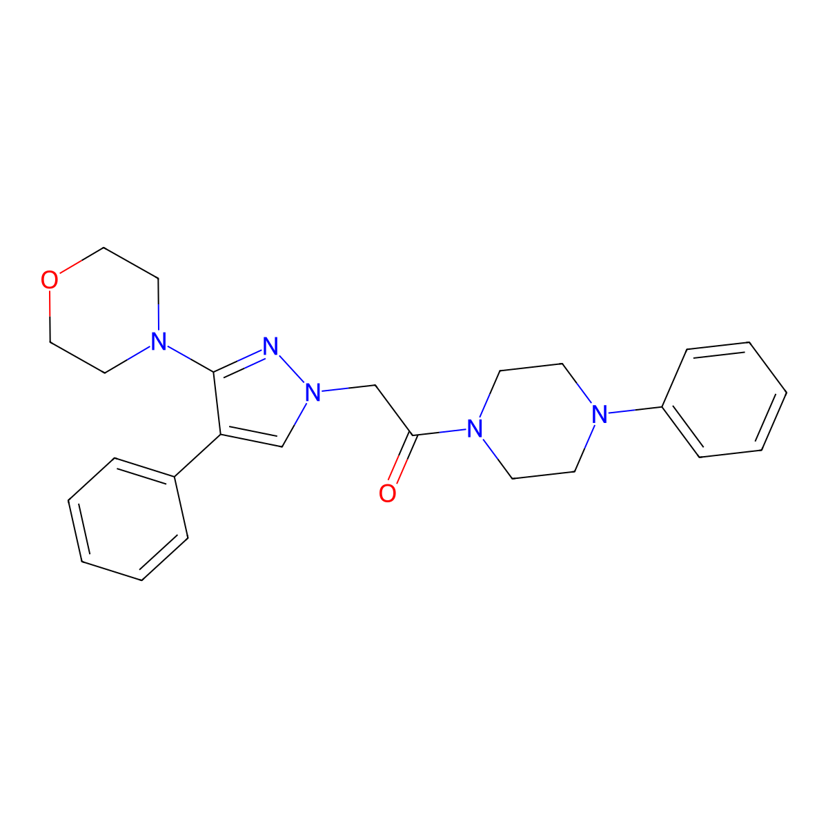 2-[3-(morpholin-4-yl)-4-phenyl-1H-pyrazol-1-yl]-1-(4-phenylpiperazin-1-yl)ethan-1-one molecular structure, CAS 1189903-98-7
