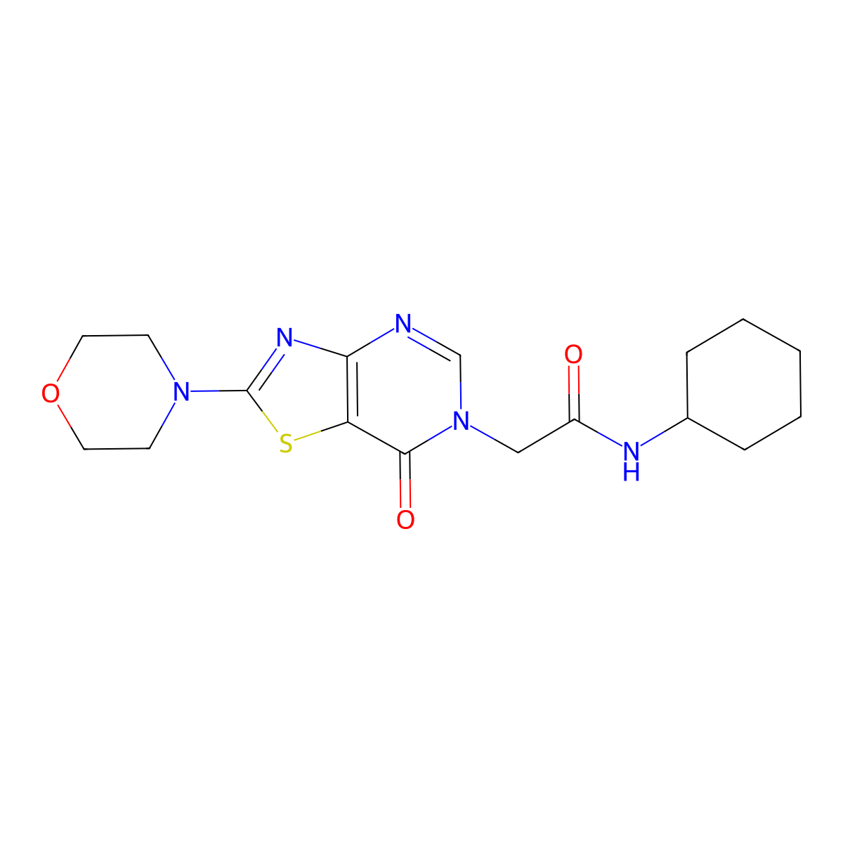 N-cyclohexyl-2-(2-morpholino-7-oxothiazolo[4,5-d]pyrimidin-6(7H)-yl)acetamide molecular structure, CAS 1189904-51-5