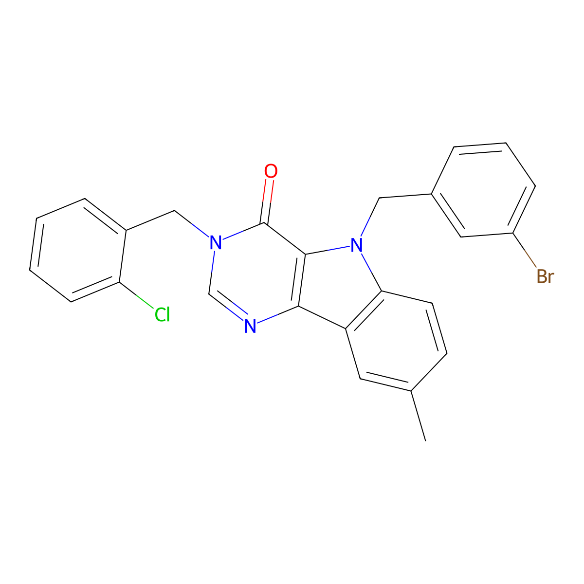 5-(3-bromobenzyl)-3-(2-chlorobenzyl)-8-methyl-3H-pyrimido[5,4-b]indol-4(5H)-one molecular structure, CAS 1189904-61-7