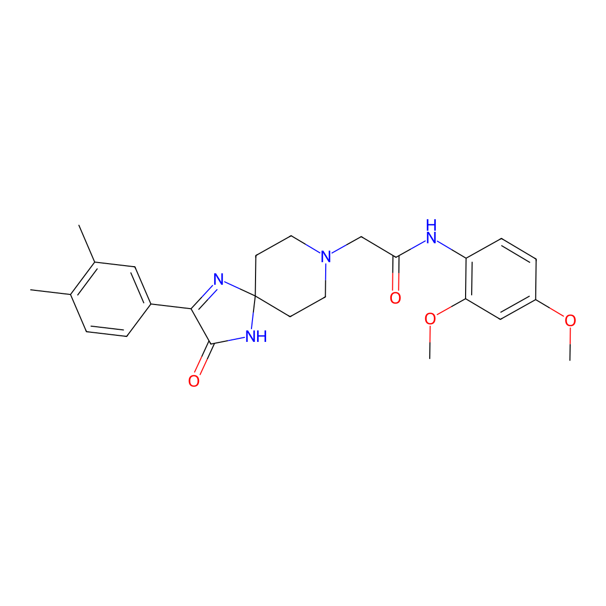 N-(2,4-dimethoxyphenyl)-2-(2-(3,4-dimethylphenyl)-3-oxo-1,4,8-triazaspiro[4.5]dec-1-en-8-yl)acetamide molecular structure, CAS 1189904-88-8