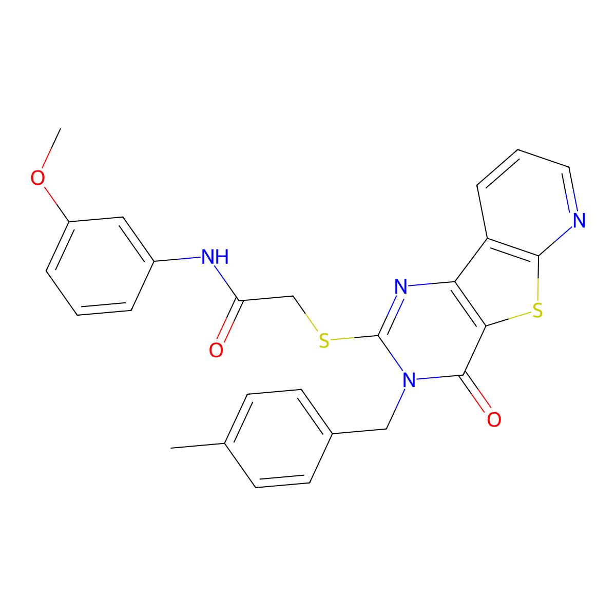 N-(3-methoxyphenyl)-2-({5-[(4-methylphenyl)methyl]-6-oxo-8-thia-3,5,10-triazatricyclo[7.4.0.0^{2,7}]trideca-1(9),2(7),3,10,12-pentaen-4-yl}sulfanyl)acetamide molecular structure, CAS 1189905-27-8