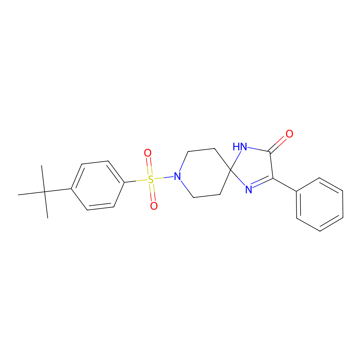 8-[(4-Tert-butylphenyl)sulfonyl]-3-phenyl-1,4,8-triazaspiro[4.5]dec-3-en-2-one molecular structure, CAS 1189905-32-5
