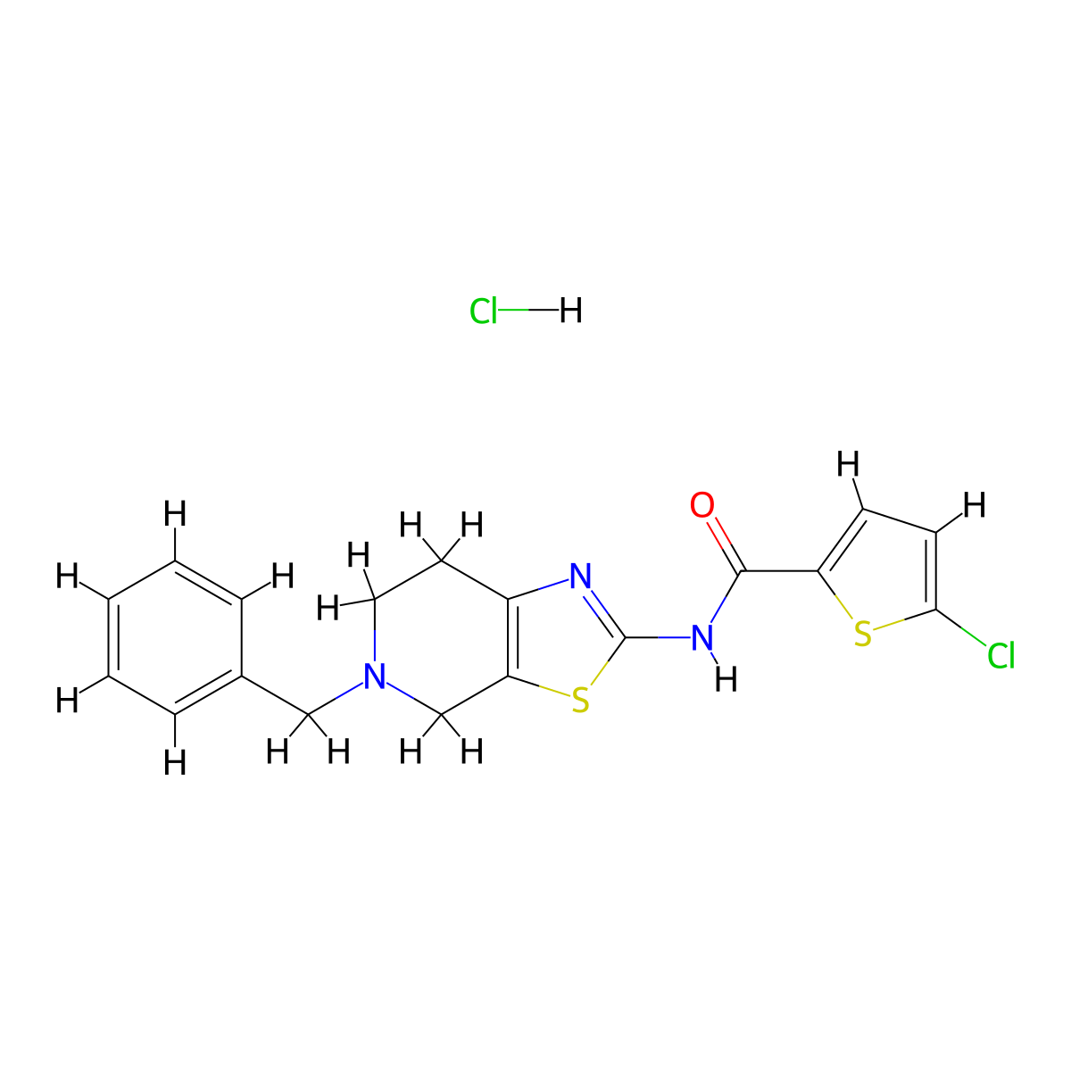 N-(5-benzyl-4,5,6,7-tetrahydrothiazolo[5,4-c]pyridin-2-yl)-5-chlorothiophene-2-carboxamide hydrochloride molecular structure, CAS 1189905-45-0