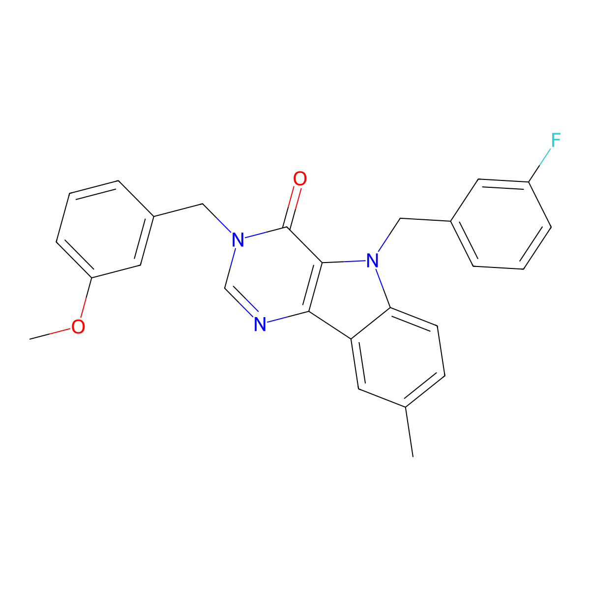 5-(3-fluorobenzyl)-3-(3-methoxybenzyl)-8-methyl-3H-pyrimido[5,4-b]indol-4(5H)-one molecular structure, CAS 1189905-77-8