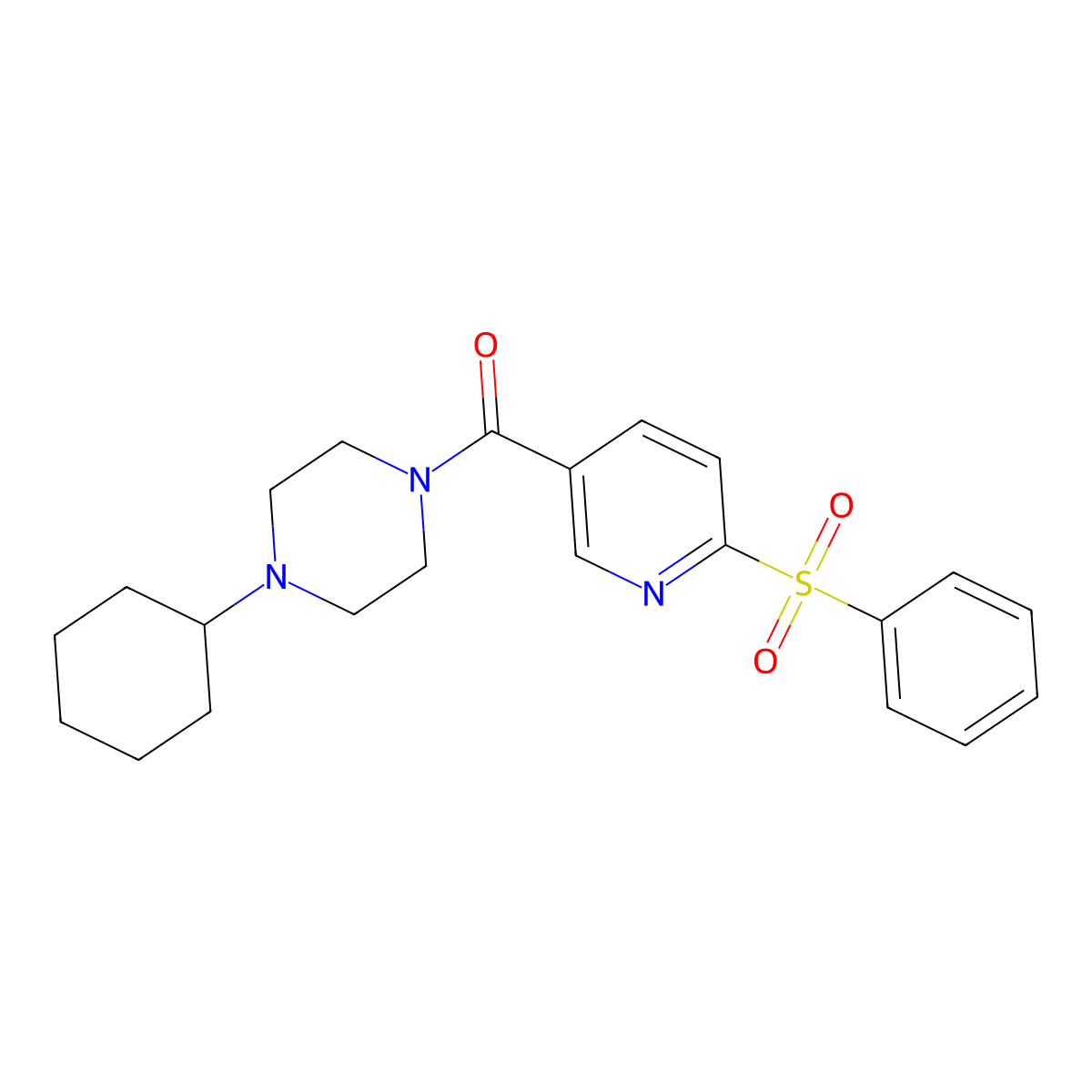 1-[6-(Benzenesulfonyl)pyridine-3-carbonyl]-4-cyclohexylpiperazine molecular structure, CAS 1189906-98-6