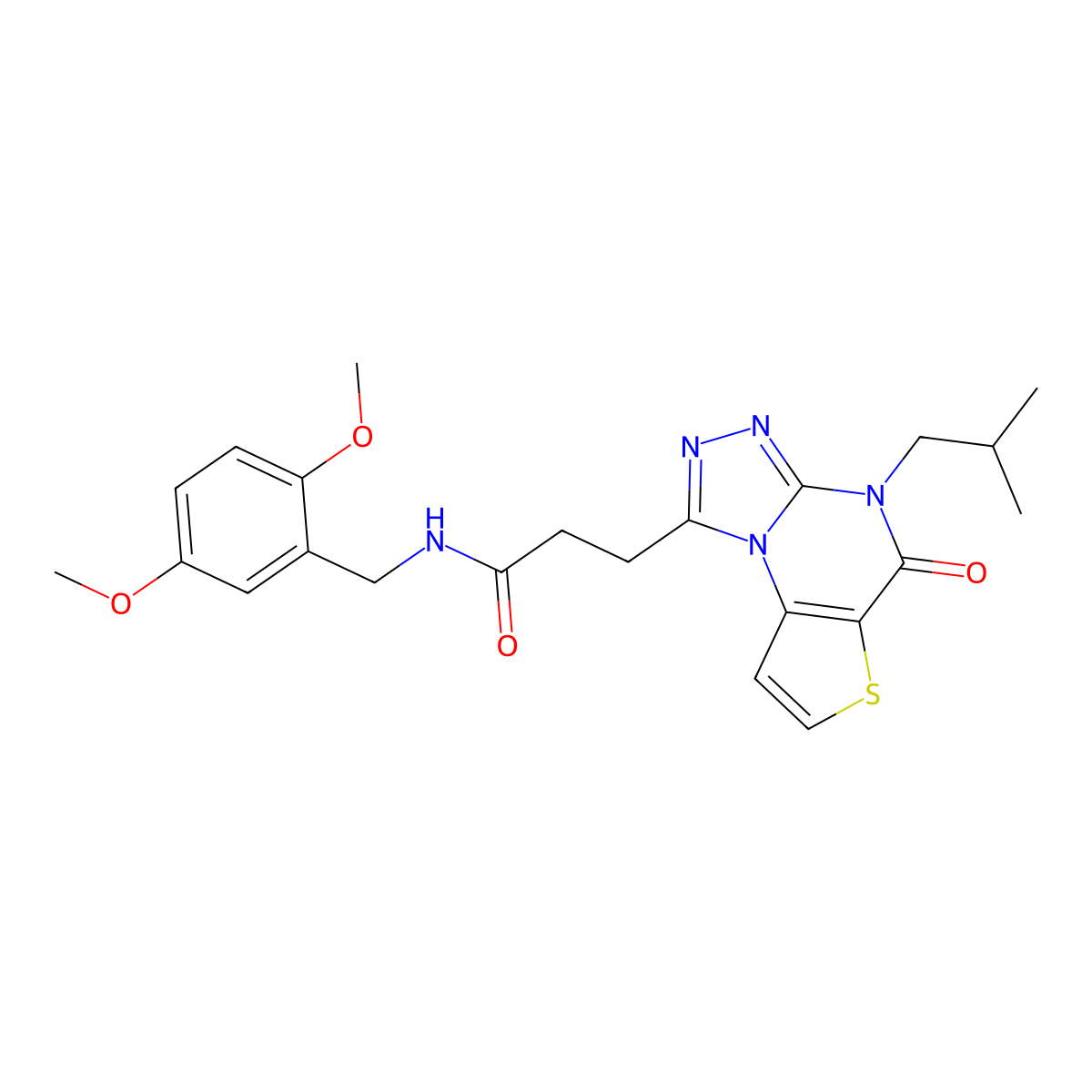 N-(2,5-dimethoxybenzyl)-3-(4-isobutyl-5-oxo-4,5-dihydrothieno[2,3-e][1,2,4]triazolo[4,3-a]pyrimidin-1-yl)propanamide molecular structure, CAS 1189907-27-4