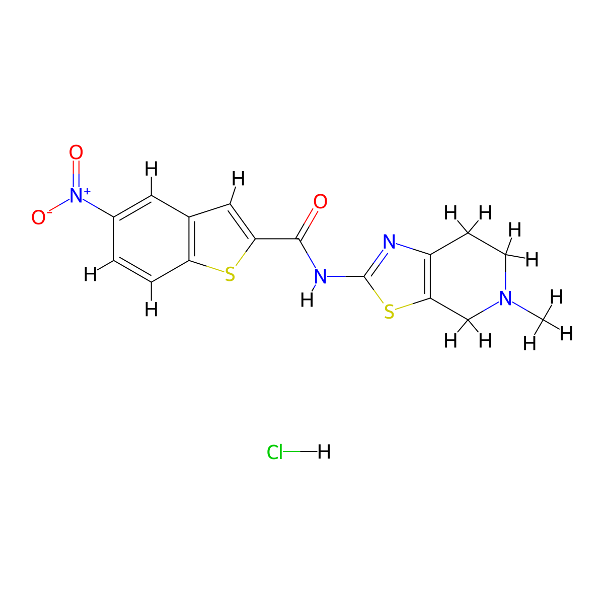 N-(5-methyl-4,5,6,7-tetrahydrothiazolo[5,4-c]pyridin-2-yl)-5-nitrobenzo[b]thiophene-2-carboxamide hydrochloride molecular structure, CAS 1189907-38-7