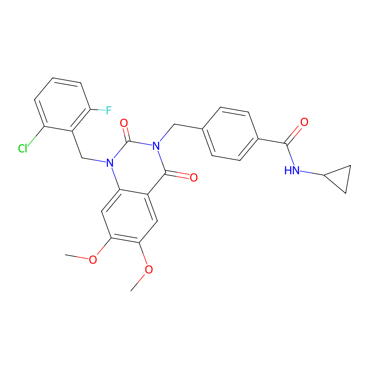 4-((1-(2-chloro-6-fluorobenzyl)-6,7-dimethoxy-2,4-dioxo-1,2-dihydroquinazolin-3(4H)-yl)methyl)-N-cyclopropylbenzamide molecular structure, CAS 1189907-47-8