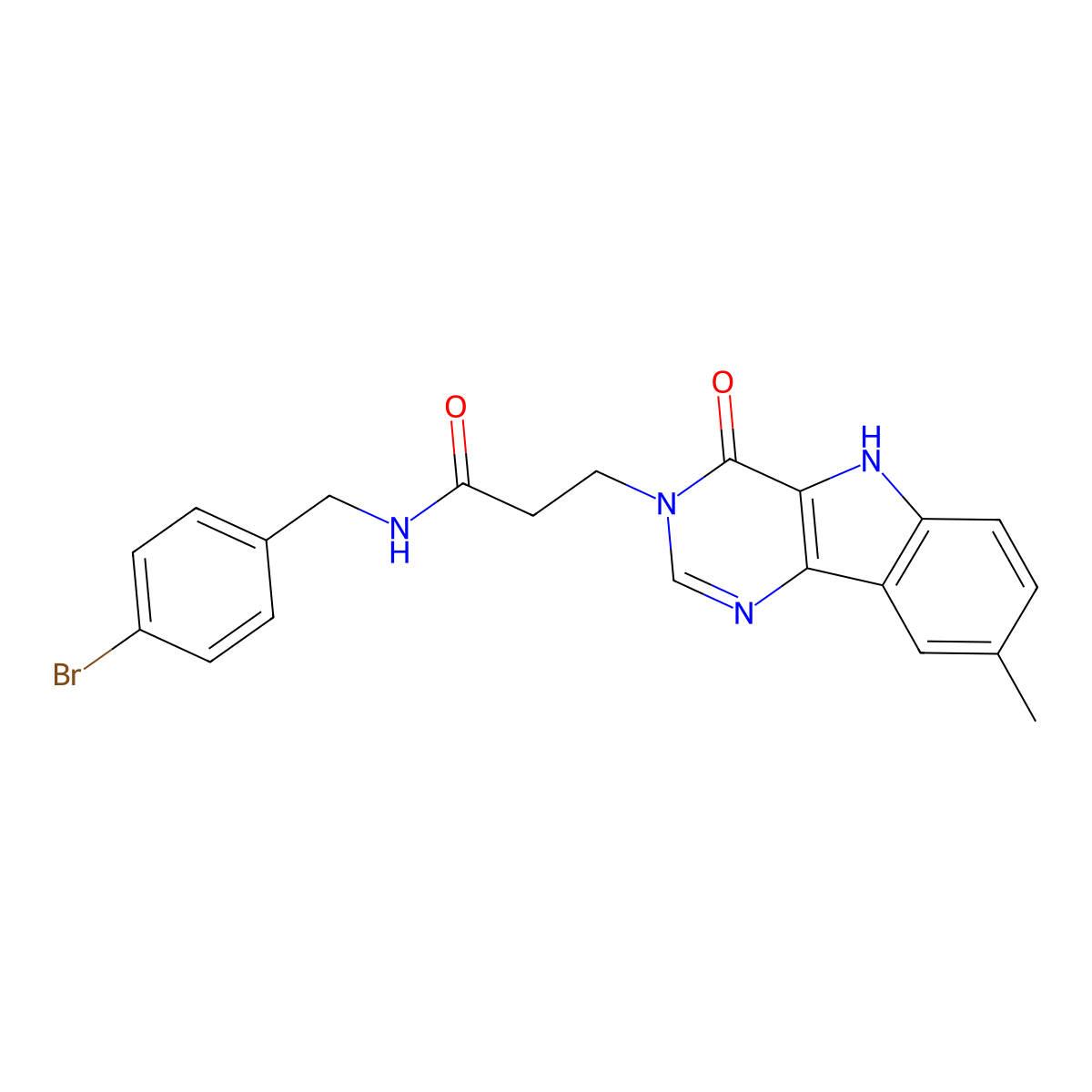 N-(4-bromobenzyl)-3-(8-methyl-4-oxo-4,5-dihydro-3H-pyrimido[5,4-b]indol-3-yl)propanamide molecular structure, CAS 1189908-04-0