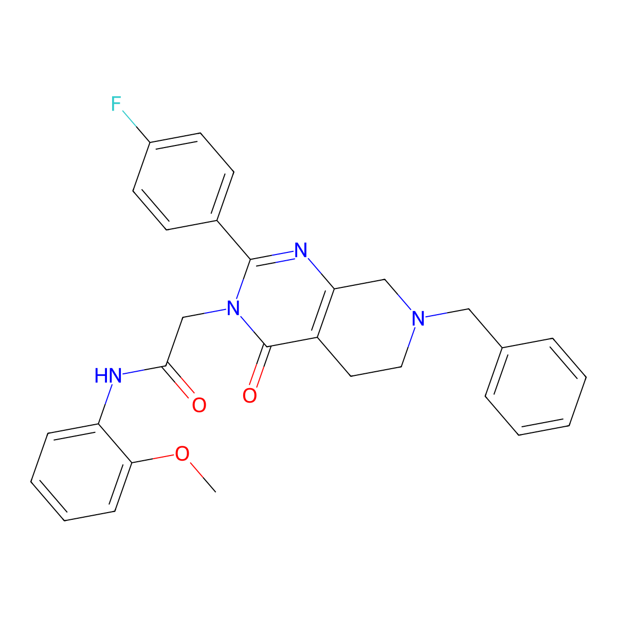 2-[7-benzyl-2-(4-fluorophenyl)-4-oxo-3H,4H,5H,6H,7H,8H-pyrido[3,4-d]pyrimidin-3-yl]-N-(2-methoxyphenyl)acetamide molecular structure, CAS 1189908-13-1